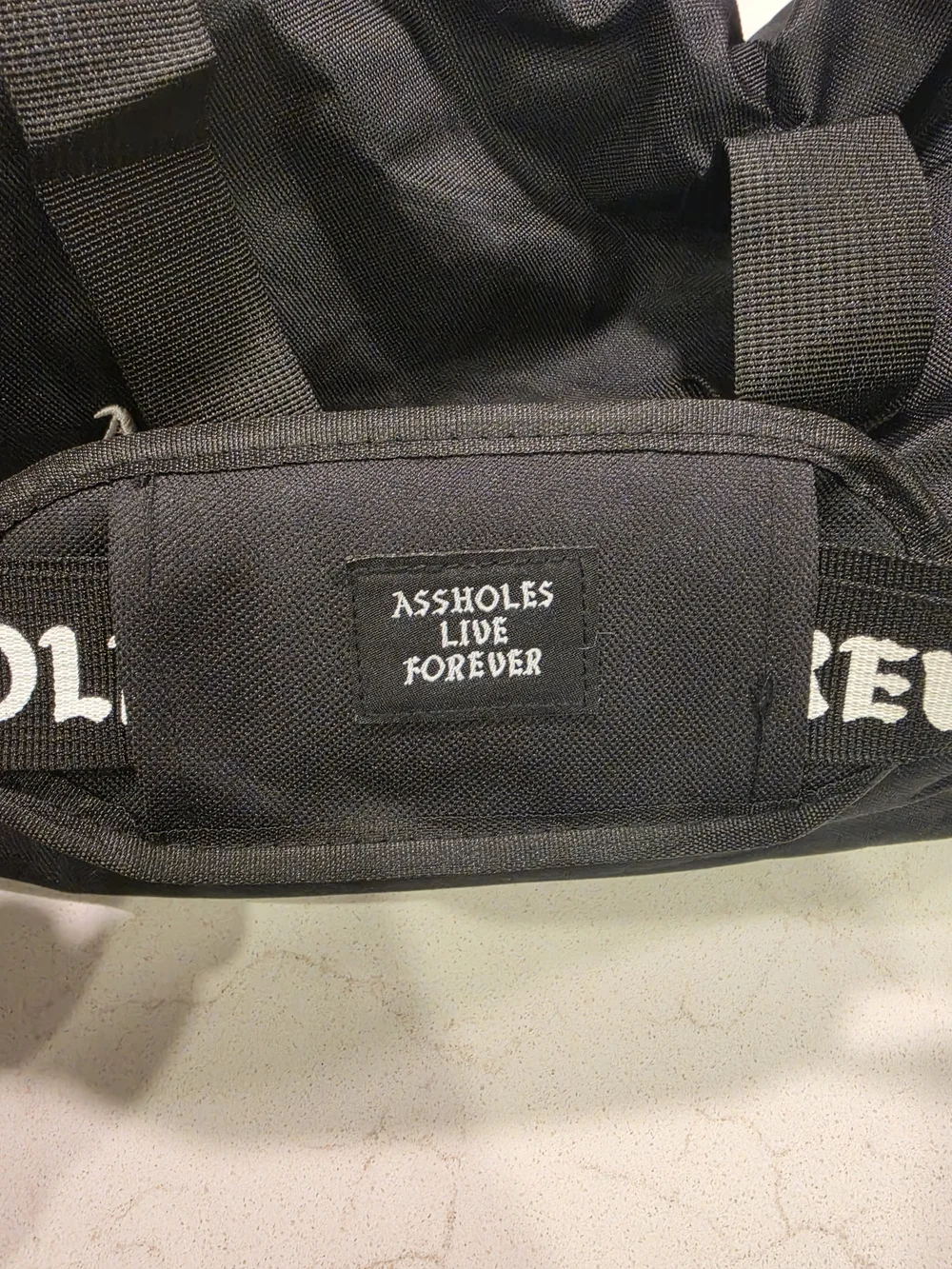 Men's Black Duffel Bag with 'Emotional Baggage' Graphic